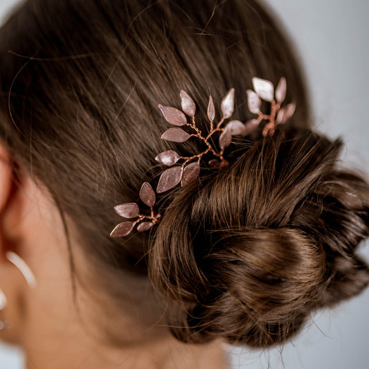 Enchanted Glass Hairpins Set of 3 in Rose Gold