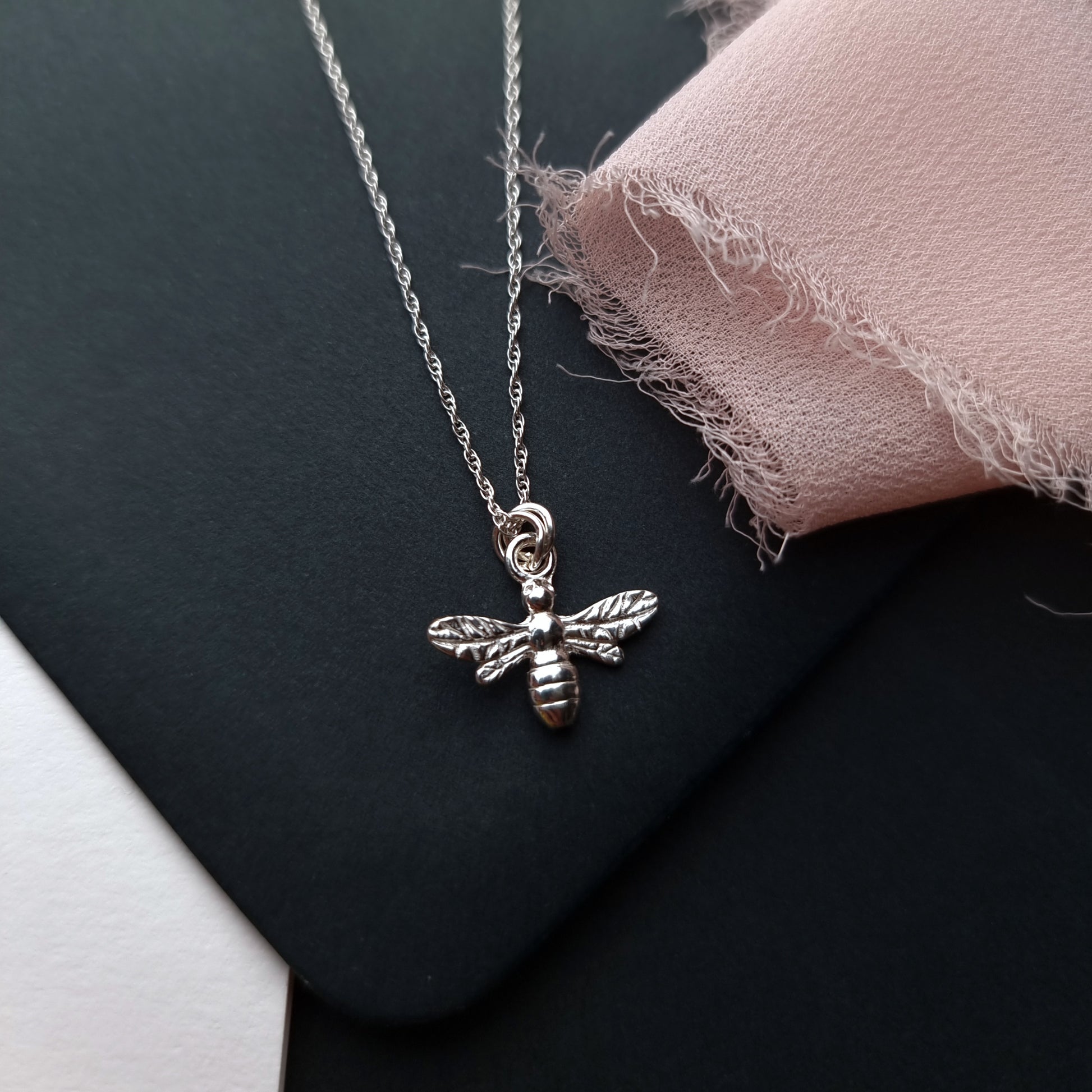 silver bee pendant necklace