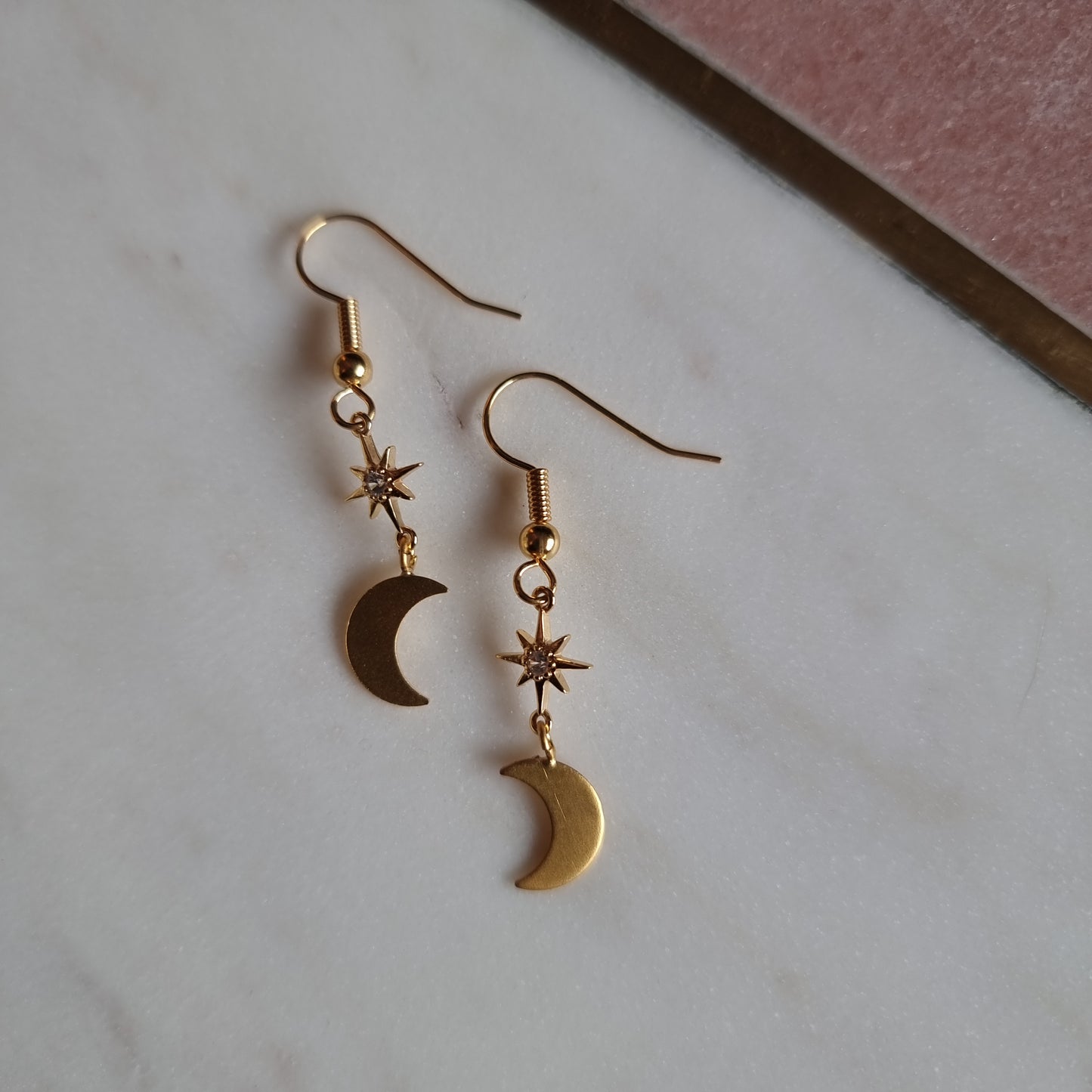 Moon & Star Drop Earrings