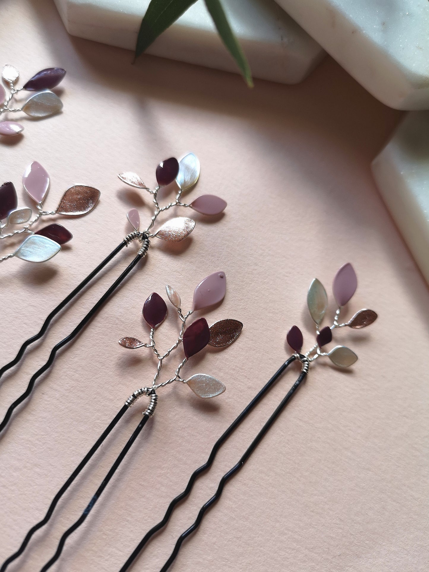 Enchanted Glass Hairpins Set of 7 in Silver