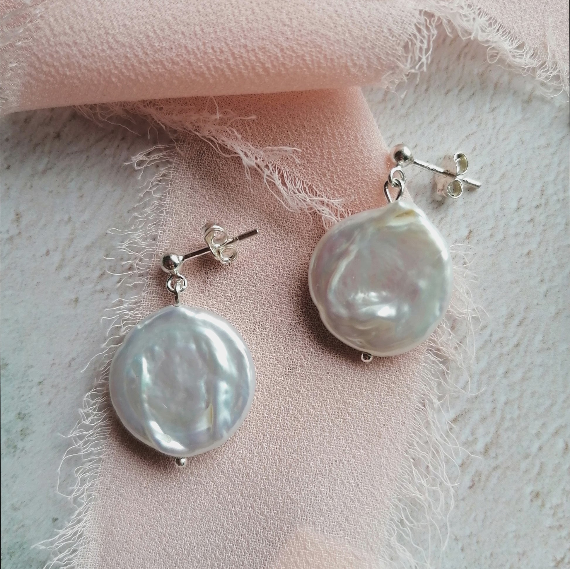 Ivory coin pearl drop earrings