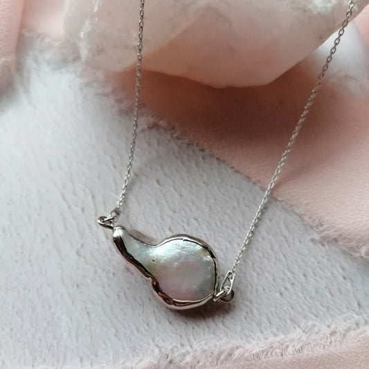Silver & ivory pearl necklace